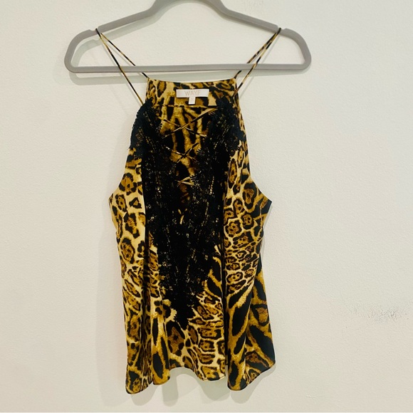 WAYF ANIMAL PRINT LACE TRIM CAMISOLE TOP SIZE XL - Picture 2 of 4